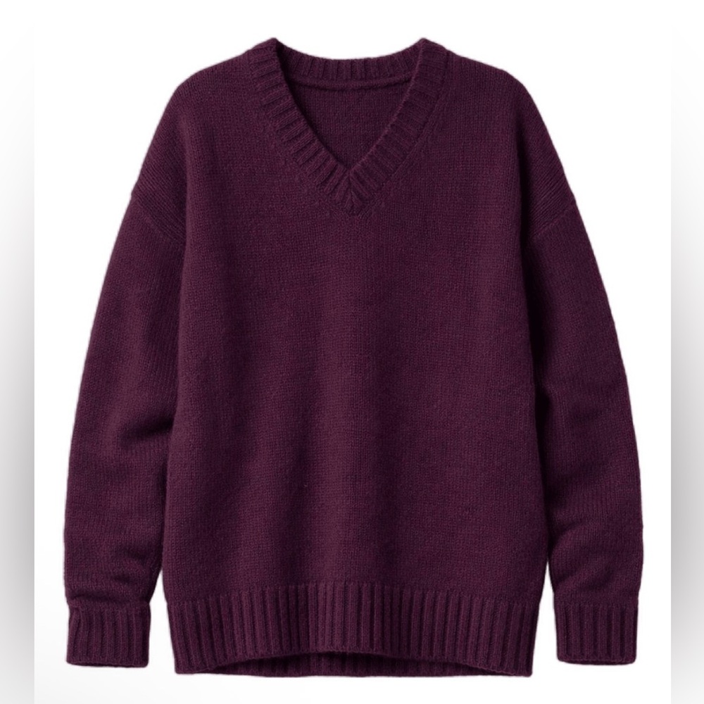 LAUDE The Label 100% Alpaca Oversized V-Neck Sweater; Handmade in Peru; NWOT